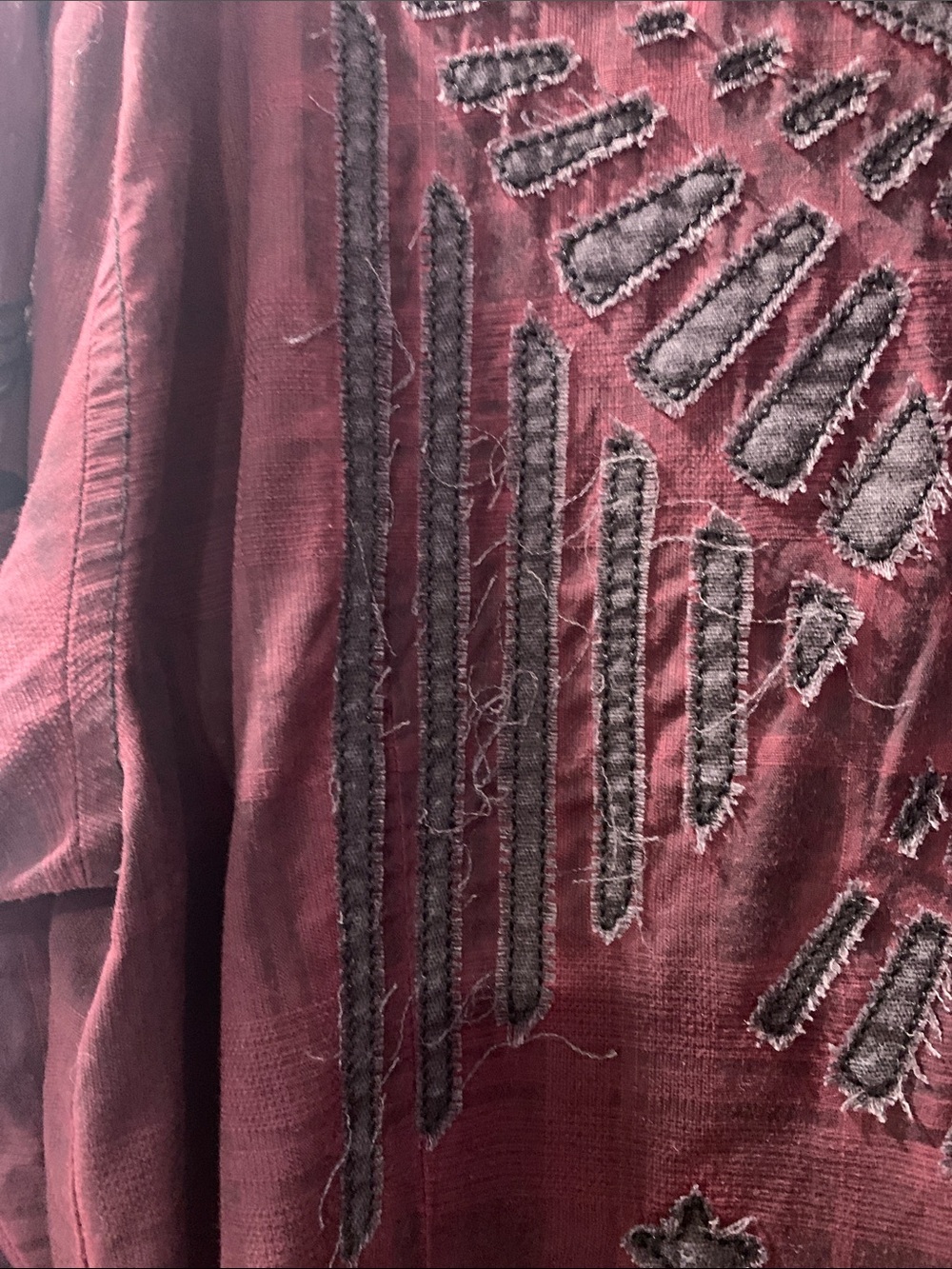Affliction Men's Burgundy Plaid Button-Down Shirt with Graphic Back - Picture 5 of 6